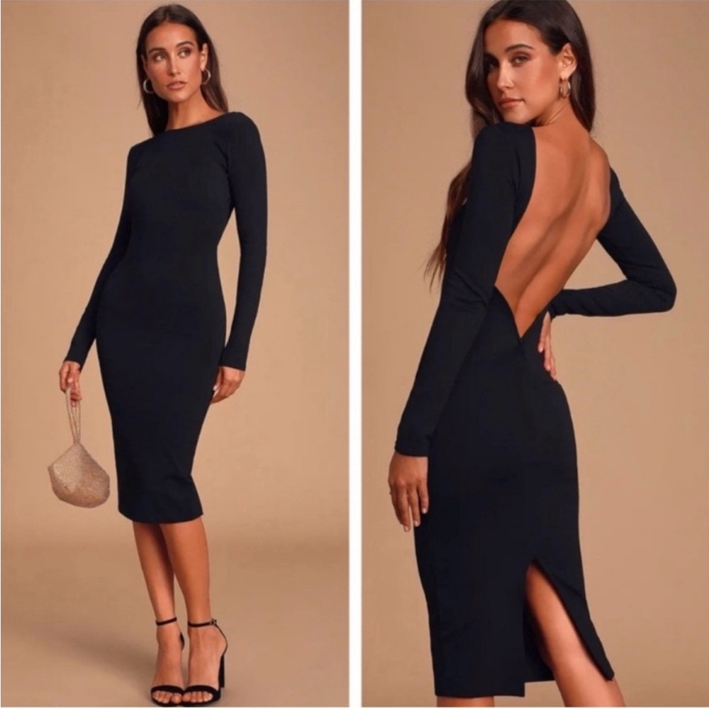 Elegant Black Backless Dress